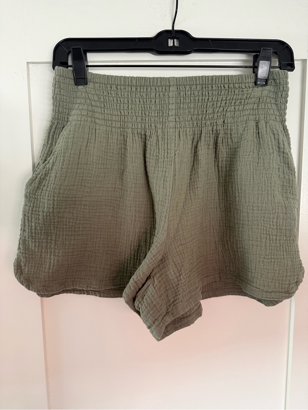 Marine Layer Olive Green Gauze Elastic Waist Shorts